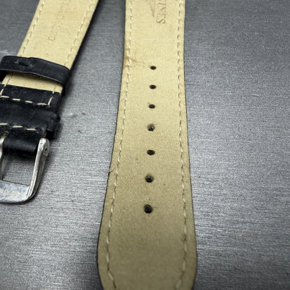 Longines Leather Band 20mm Black Crocodile grain Vintage Silver Buckle10