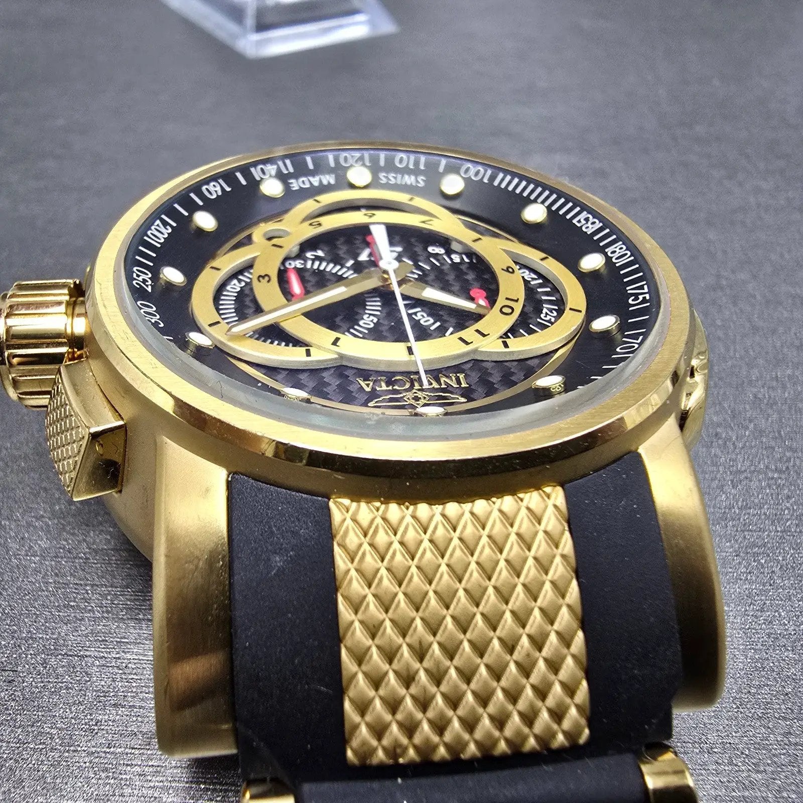 Invicta S1 Chronograph Watch Men 51mm Black Dial Gold Tone Date 0896 New Battery4
