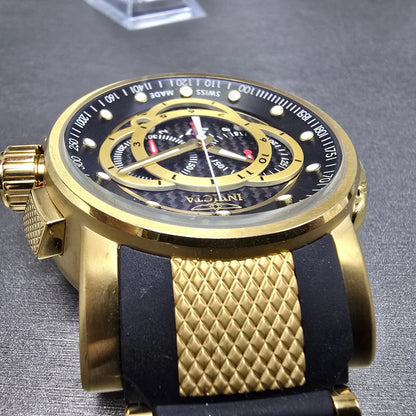 Invicta S1 Chronograph Watch Men 51mm Black Dial Gold Tone Date 0896 New Battery4