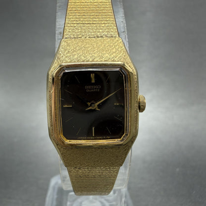 Seiko Watch Women 17mm Brown Dial Gold Tone Rectangle 2C205789 New Battery1