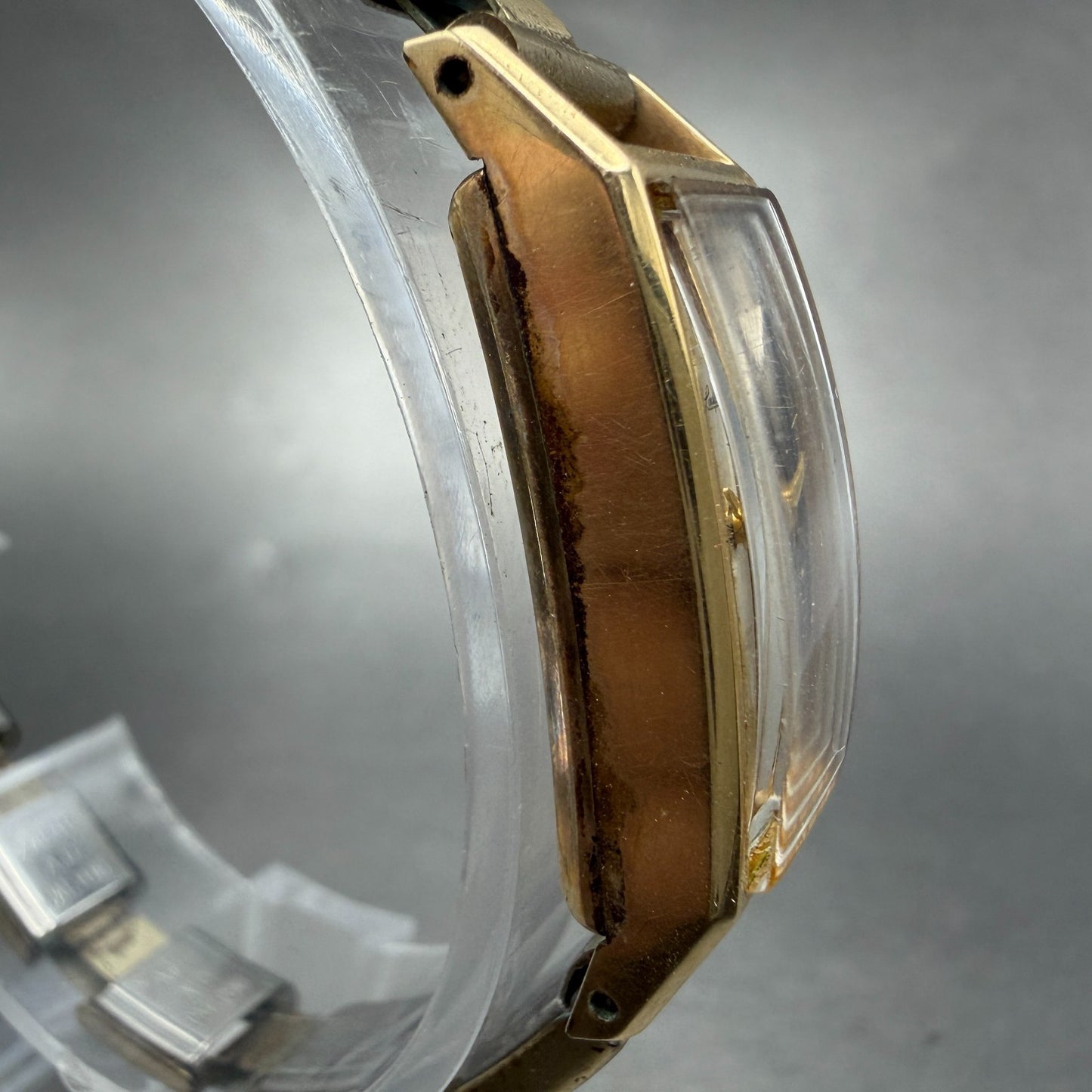 Seiko Lady Seiko Tank Watch Women 13mm Silver Dial Gold Tone Manual 4044H Runs3