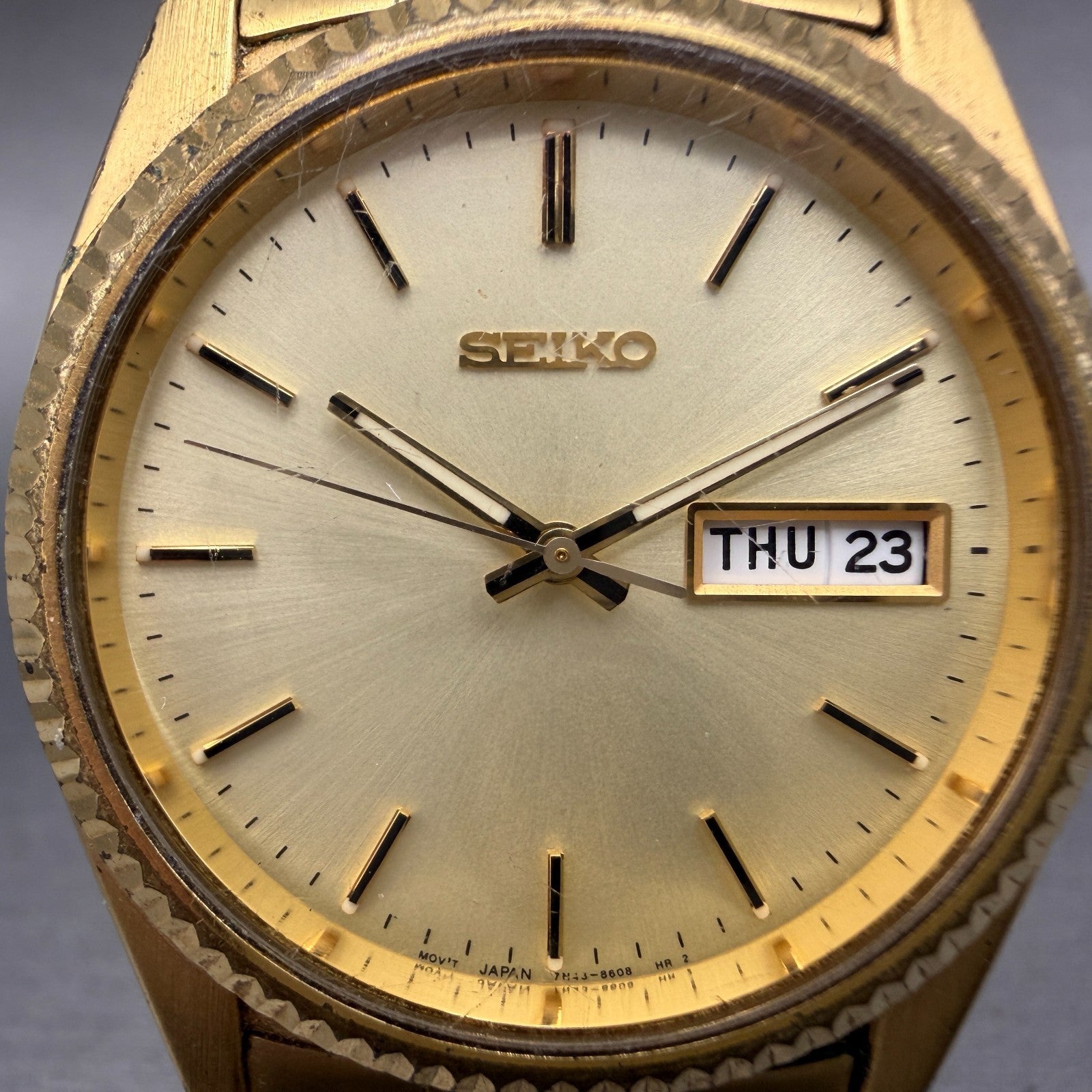 Seiko President Watch Men 36mm Champange Dial Gold Tone Daydate 7N43-8111 NewBat1