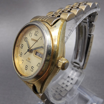 Seiko SQ Watch Women 25mm Champagne Dial Gold Dial Daydate 43030029 New Battery2