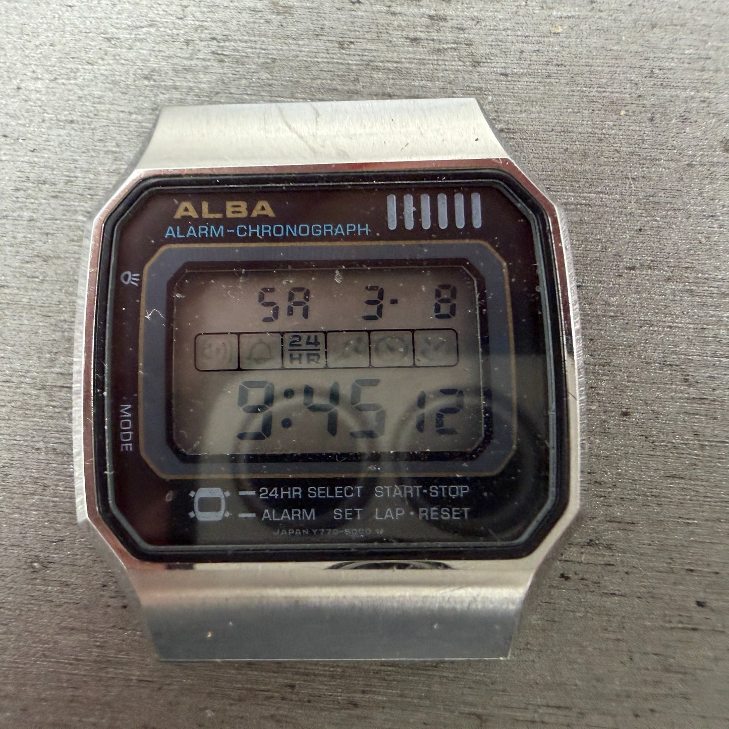 Seiko ALBA Digital Watch Men 34mm Silver Tone Alarm Chrono V770-5010 PARTS2