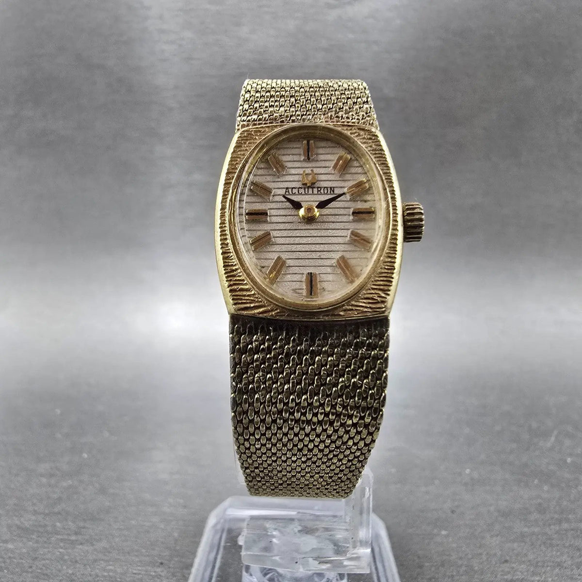 Bulova Accutron Watch Women 19mm Silver Dial 10K Gold Filled Oval READ! New Batt5