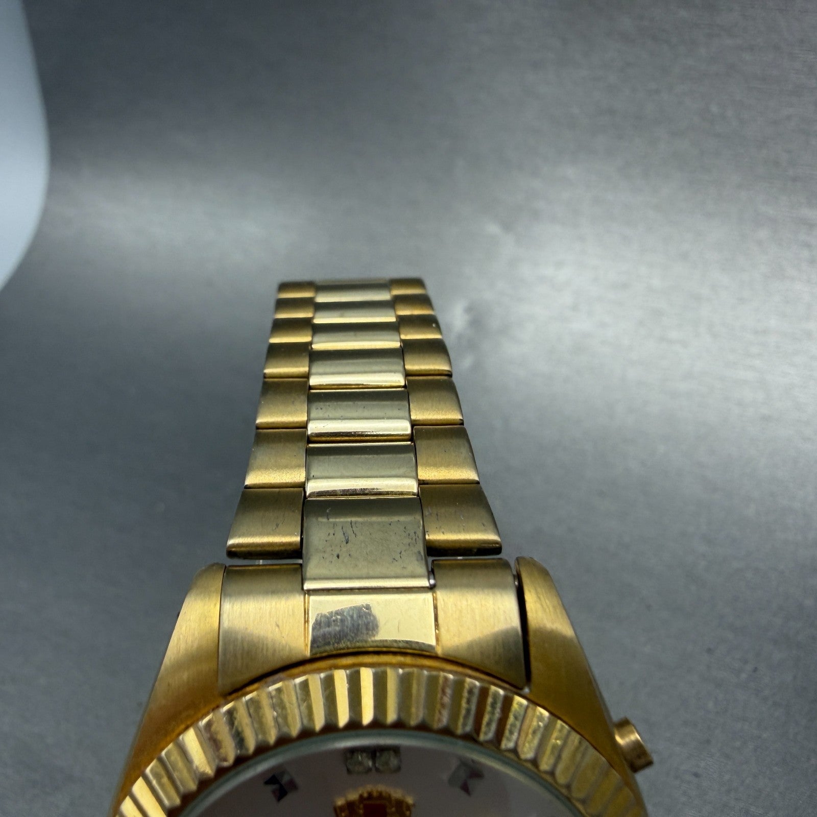 Orient Crystal President Watch Men 36mm Silver Dial Gold Daydate 469KL6-70 PARTS5