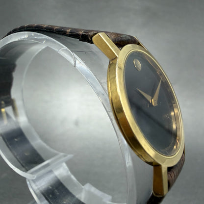 Movado Muesem Watch Women 25mm Black Dial Gold Tone Round 87-25-832 PARTS4