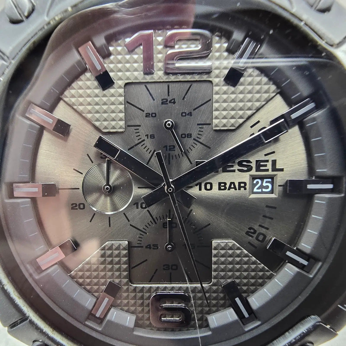 Diesel Overflow Chrono Watch Men 49mm Black Dial Black Date DZ4317 New Battery1