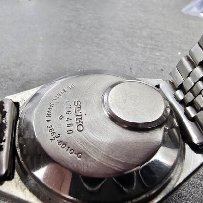 Seiko Quartz QR Watch Men 36mm Silver Dial Silver Tone Date 3862-8010  PARTS10
