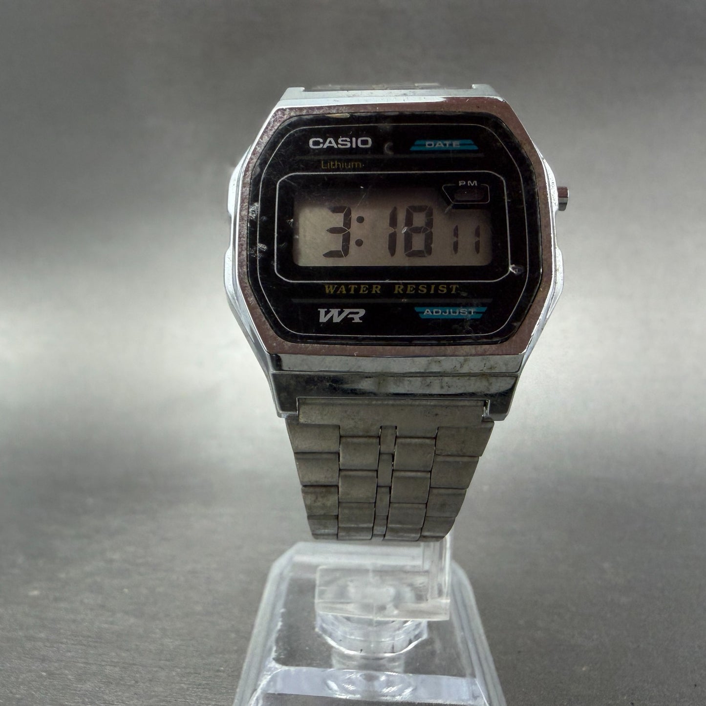 Casio B-614W Watch Men 34mm Digital Silver Tone Octagon Date New Battery5