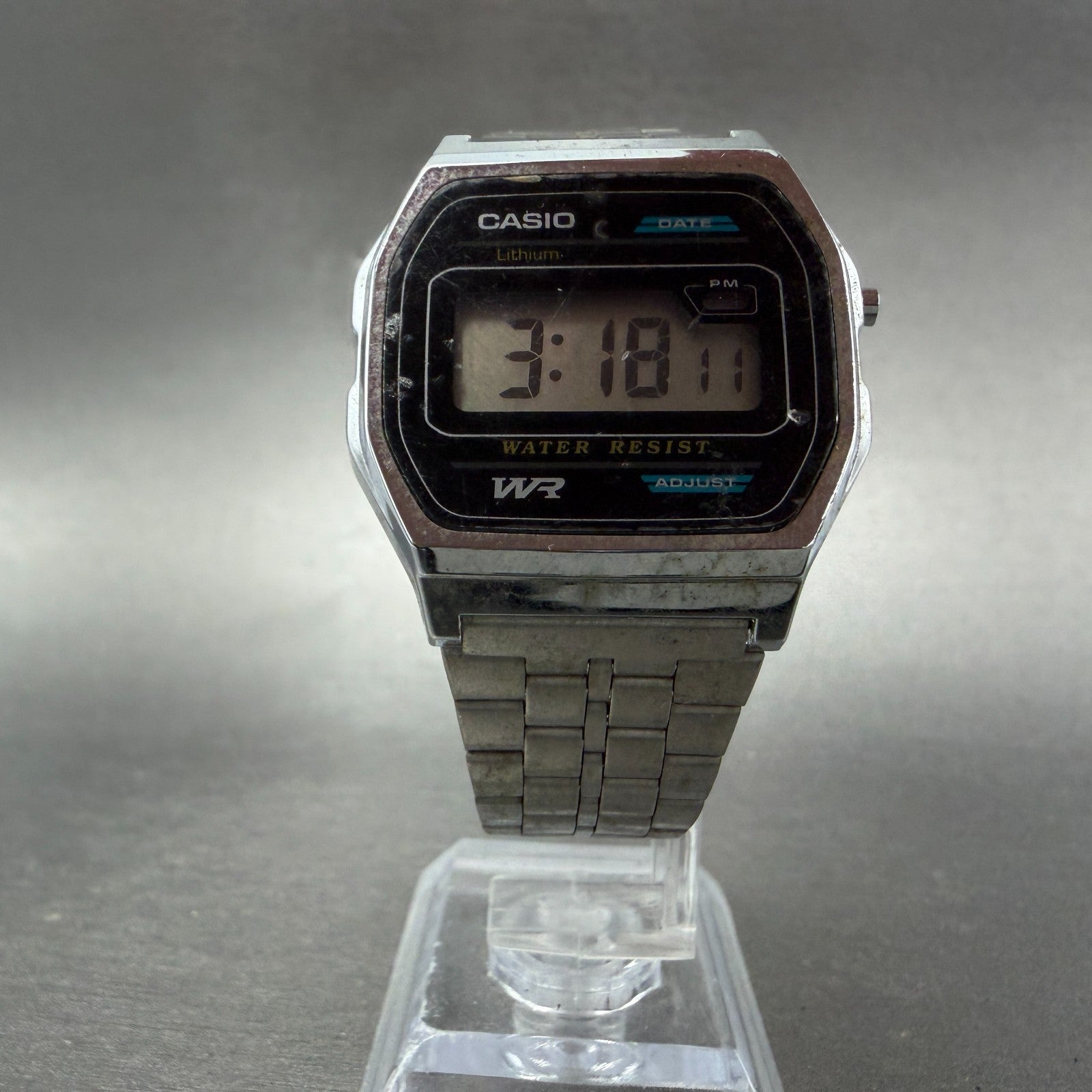 Casio B-614W Watch Men 34mm Digital Silver Tone Octagon Date New Battery5