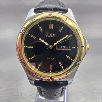 Citizen Watch Men 36mm Black Dial Two Tone Daydate Round 5500-K06461 New Battery0