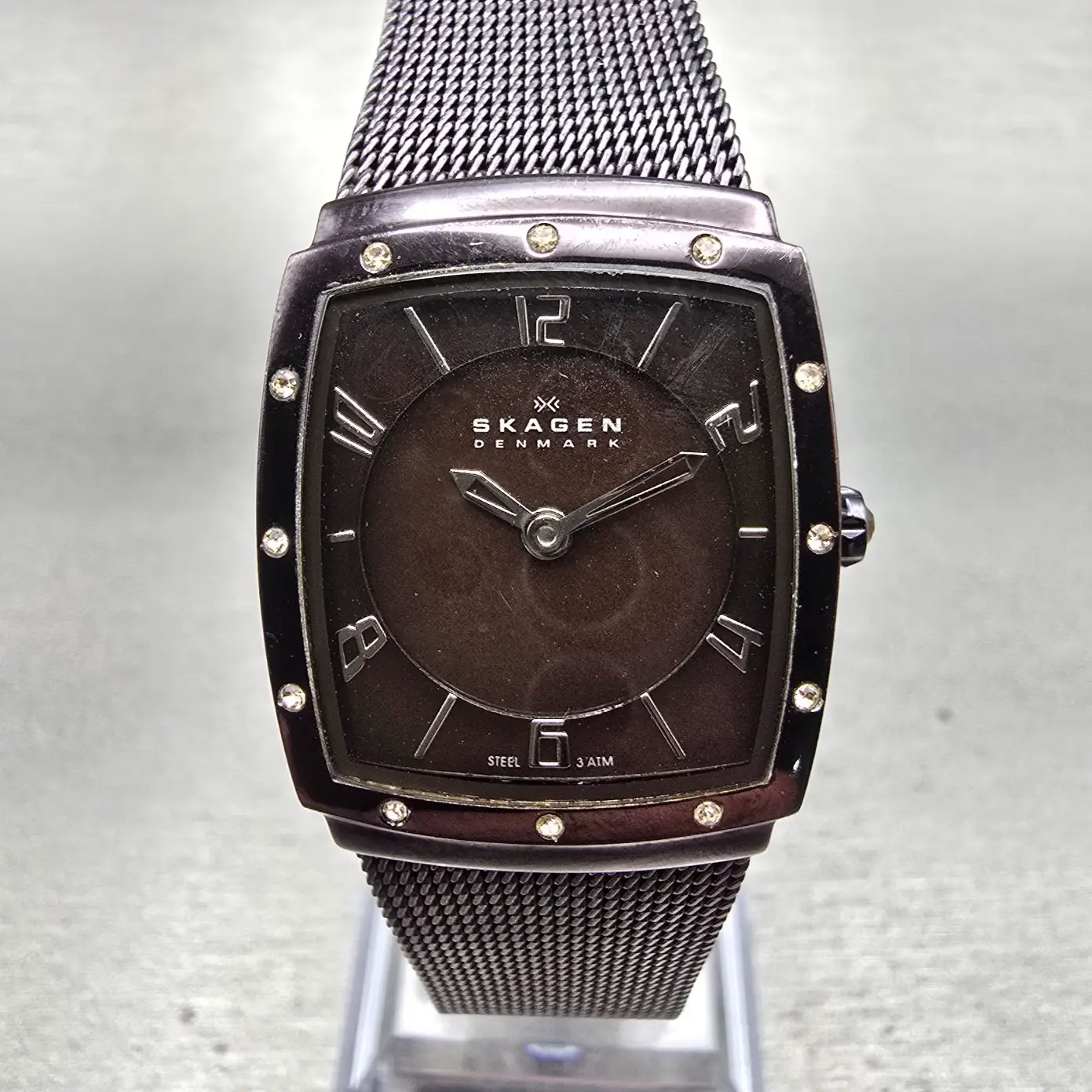 Skagen Watch Women 23mm MOP Dial Brown Tone Gemmed Rectangle 396XXSM New Battery0