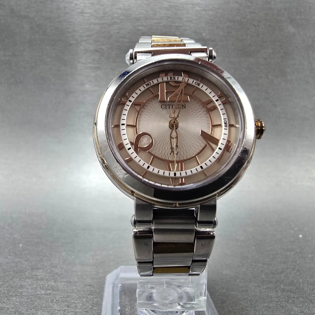 Citizen Eco-Drive Xc Watch Women 31mm Gray Dial Two Tone Date Atomic Round PARTS6