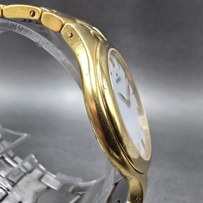 Movado Watch Men 34mm White Dial Gold Tone Round 88.A2.884 New Battery LP3