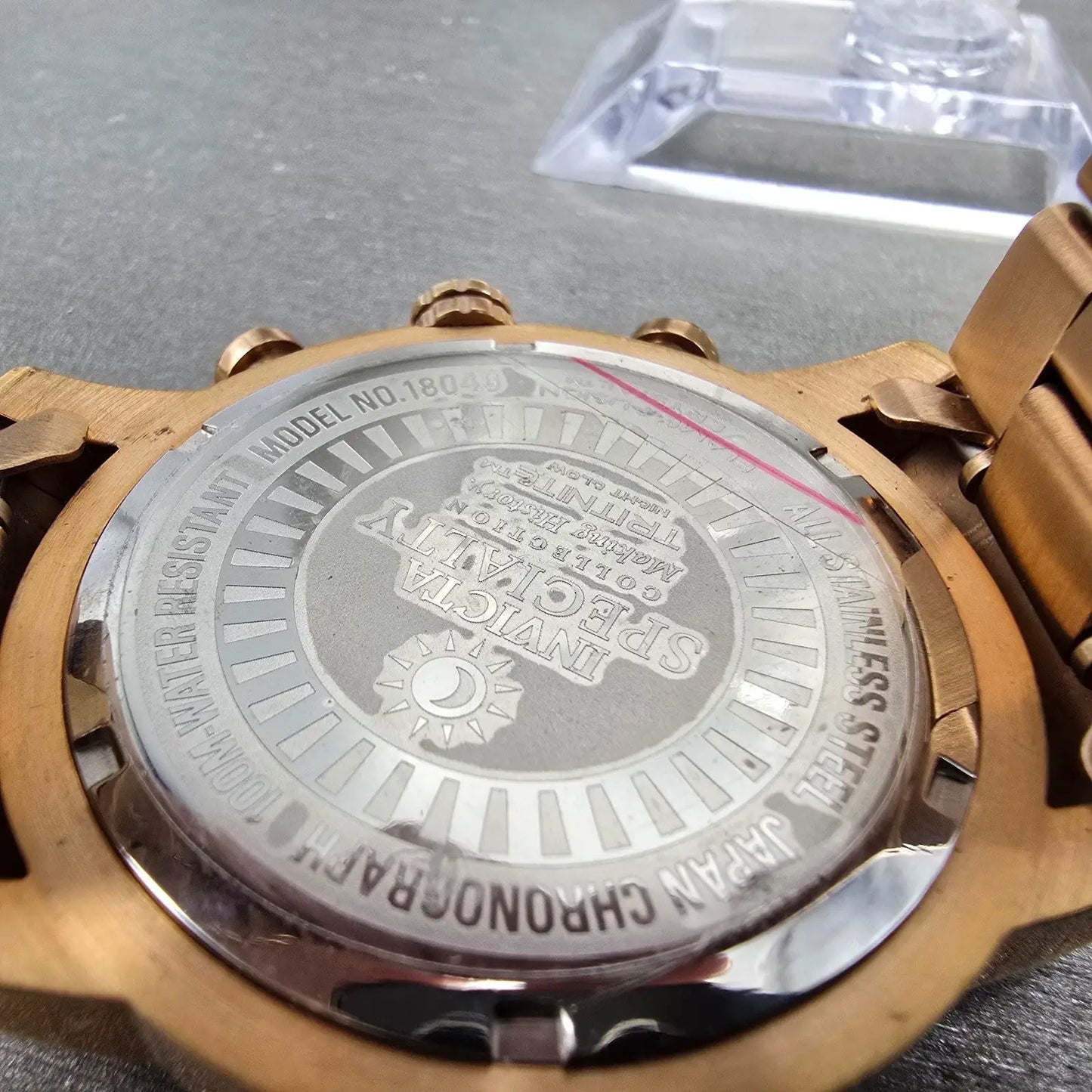 Invicta Specialty Chronograph Watch Men 45mm Purple Dial Rose Gold Tone New Bat9