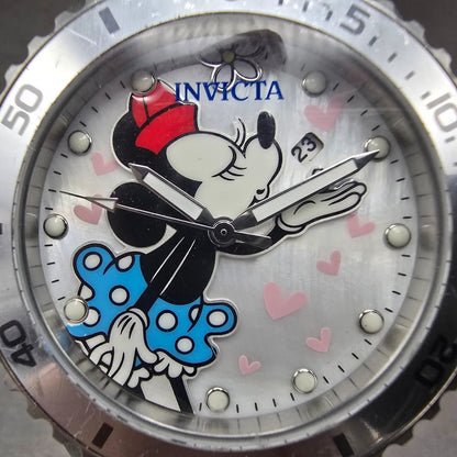 Invicta Minnie Mouse Dive Watch Women 40mm MOP Dial Steel Date 39526 New Battery1