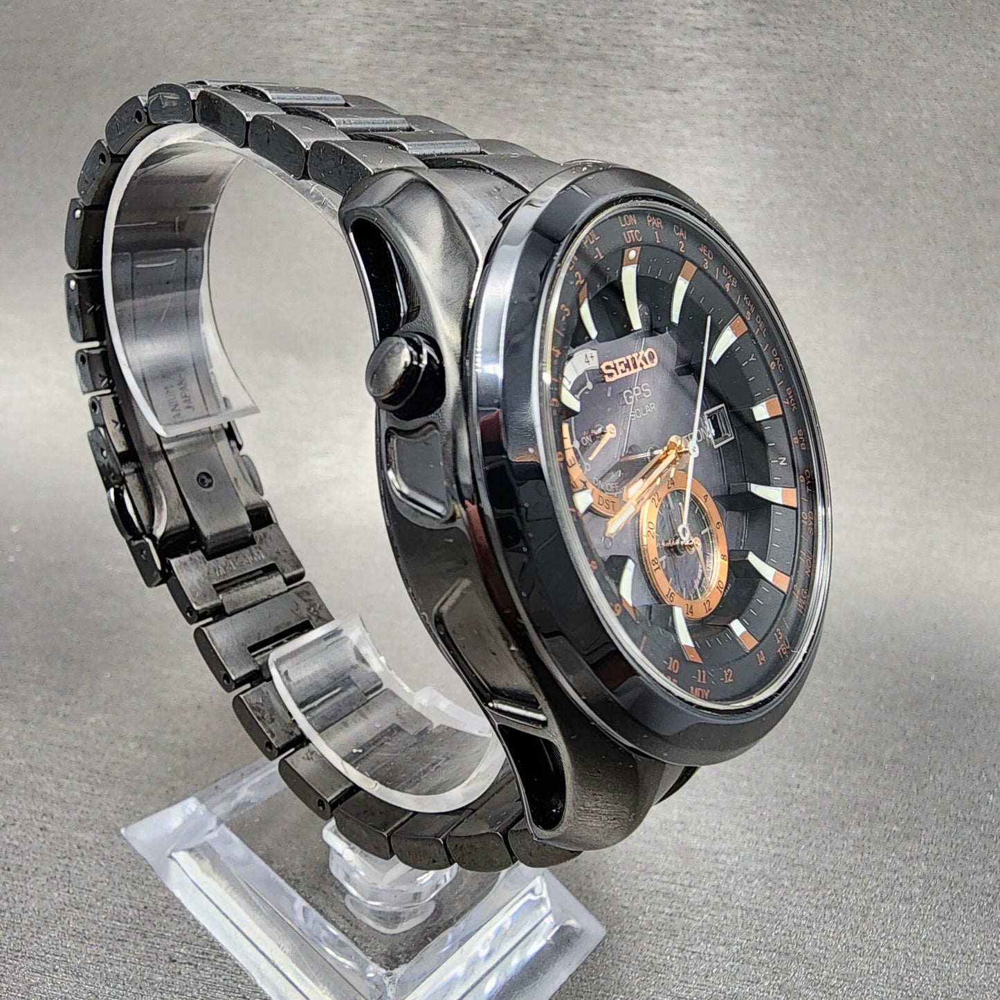 Seiko Astron GPS Watch Men 47mm Black Dial Black Case Date GPS Round 7X520AC03