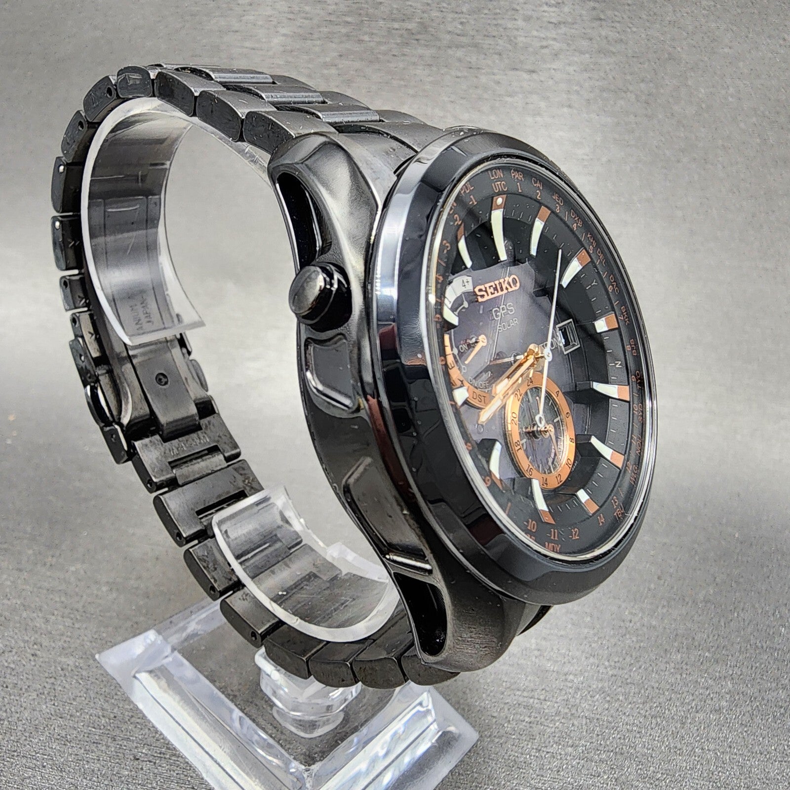 Seiko Astron GPS Watch Men 47mm Black Dial Black Case Date GPS Round 7X520AC03