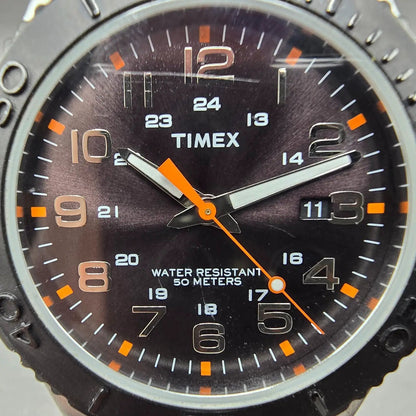 Timex Taft Street Dive Watch Men 41mm Black Dial Silver Date Round New battery1