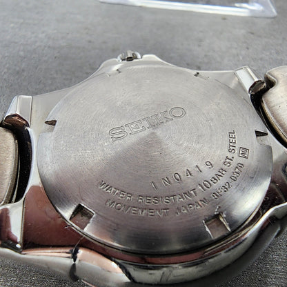 Seiko Perpetual Calendar Watch Men 39mm Silver Dial Steel Date Round New Battery