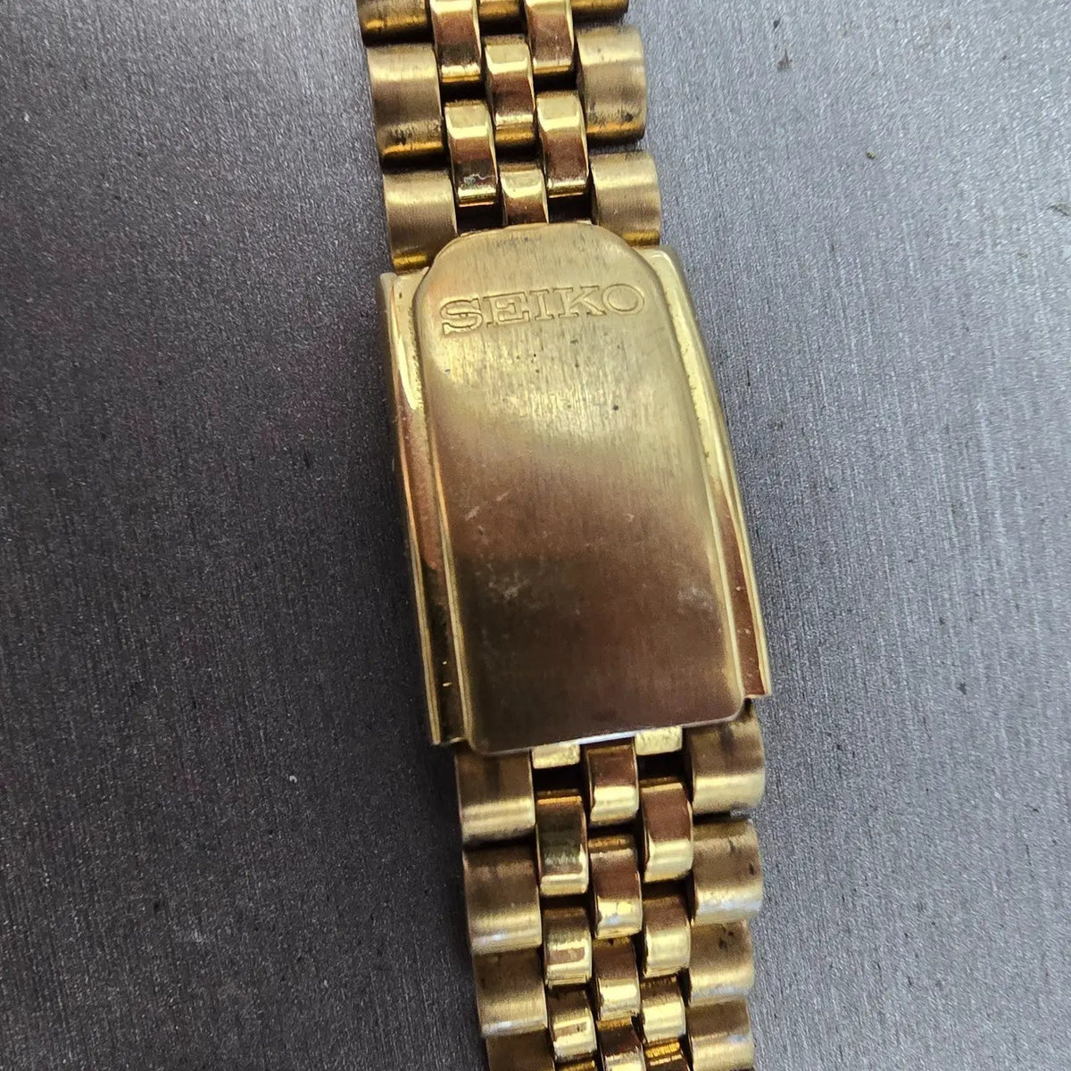 Seiko President Bracelet Stainless Steel Gold Tone Tri Folding Clasp VTG3