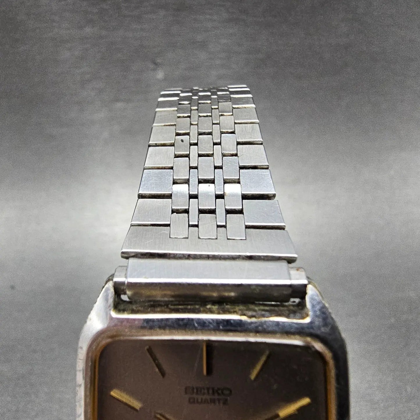 Seiko Tank Watch Men 26mm Silver Dial Silver Tone Rectangle 7430-5300 PARTS VTG5