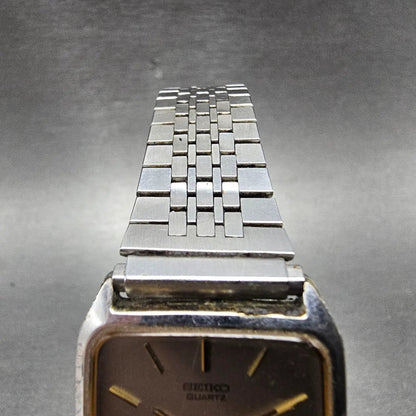 Seiko Tank Watch Men 26mm Silver Dial Silver Tone Rectangle 7430-5300 PARTS VTG5