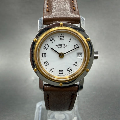 Hermès Clipper watch Women 24mm White Dial Two Tone Date Round New Battery0