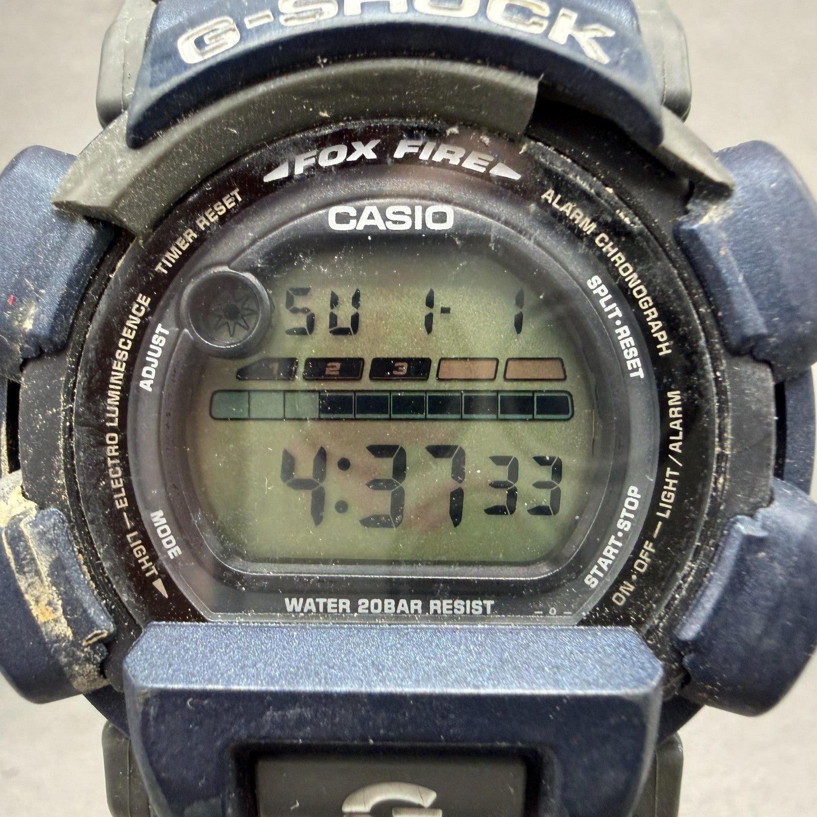 Casio G-Shock DW-003 Watch Men 44mmDigital Blue Gray Case Alarm Chrono New batt1
