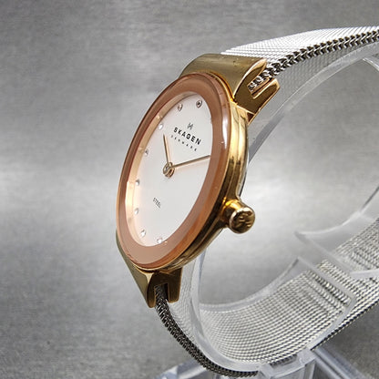 Skagen Watch Women 26mm Silver Dial Rose Gold Tone Round 358SRSC New Battery2