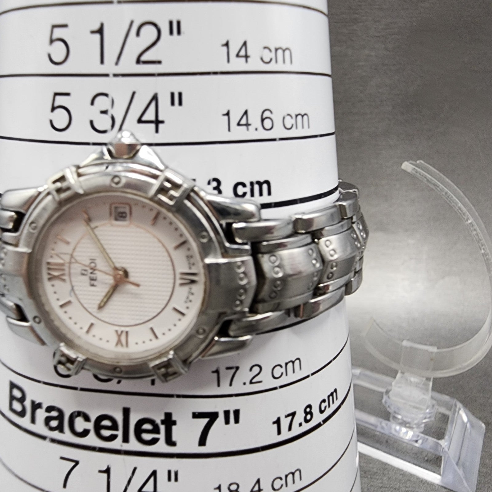 Fendi Orologi Watch Women 26mm White Dial Silver Tone Date Round 3500L PARTS11