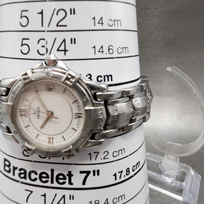 Fendi Orologi Watch Women 26mm White Dial Silver Tone Date Round 3500L PARTS11