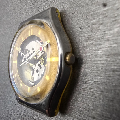 Swatch Golden Sphere Watch Men 39mm Skeleton Dial Silver Case GX102 New Battery2