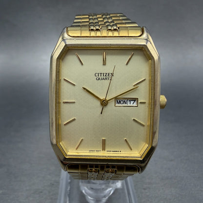 Citizen Tank Watch Men 27mm Champagne Dial Gold Tone Daydate 1000-S63863 New Bat0