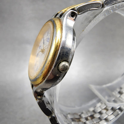 Seiko Watch Women 24mm White Dial Two Tone Date Round 7N826B29 New Battery2