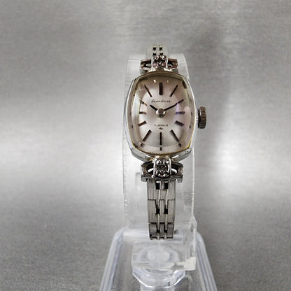 Seiko Solar Watch Women 15mm White Dial White Gold Plated Diamonds Manual Wind5