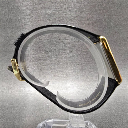 Seiko Tank Watch Men 25mm Black Dial Gold Rectangle 5Y30-5069 New Battery JP29