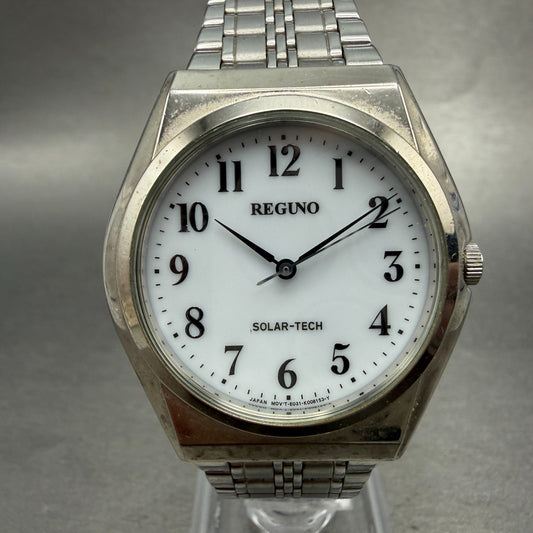 Citizen Reguno Solar Watch Men 35mm White Dial Silver Tone E031-K005418 Runs0