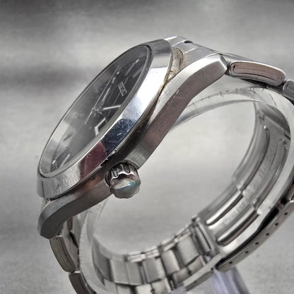Seiko Watch Men 37mm Black Dial Silver Tone Daydate Round 7N43-9070 New Battery2