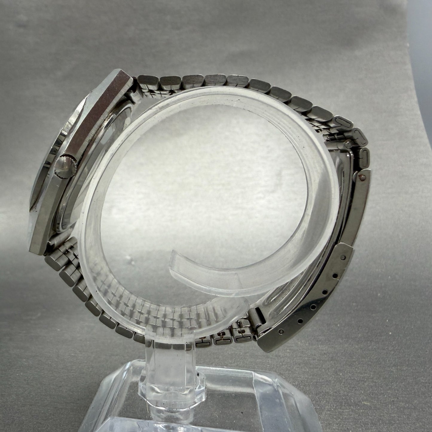 Seiko Type II Watch Men 35mm Silver Dial Silver Tone Daydate 7123-8100 New Batt36
