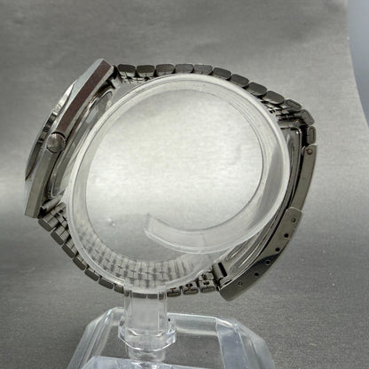 Seiko Type II Watch Men 35mm Silver Dial Silver Tone Daydate 7123-8100 New Batt36