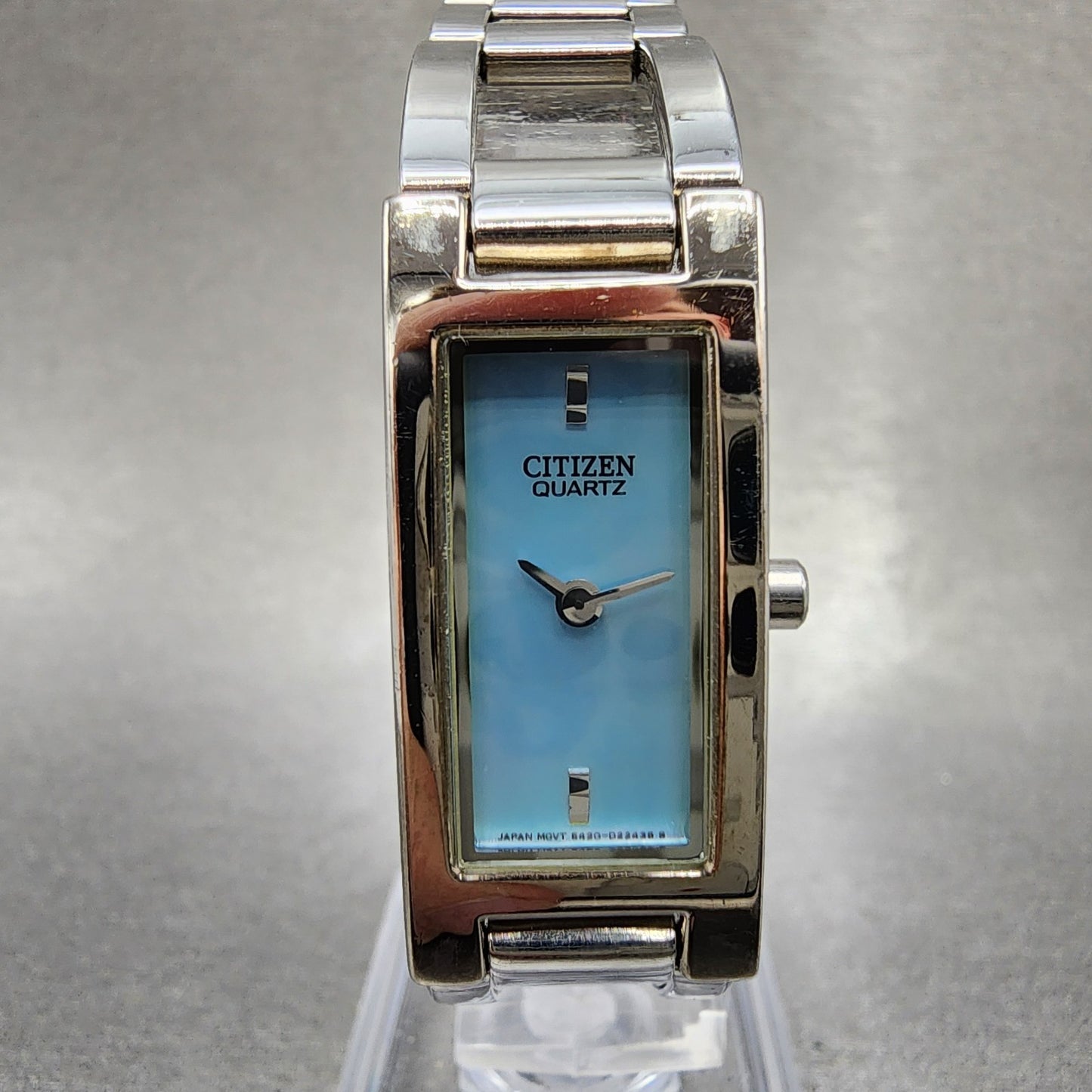 Citizen Tank Watch Women 15mm MOP Dial Silver Tone Rectangle New Battery0