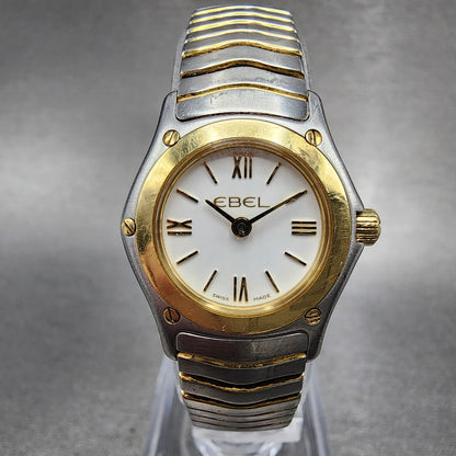 Ebel Classic Wave Watch Women 21mm White Dial Two Tone 18k Gold Round New Batt0