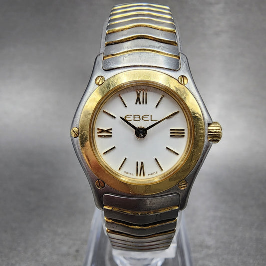 Ebel Classic Wave Watch Women 21mm White Dial Two Tone 18k Gold Round New Batt0