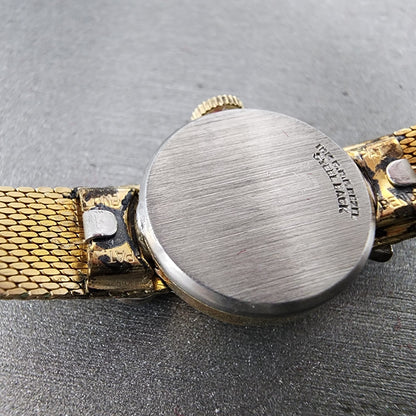 Longines Watch Women 17mm Silver Dial Gold Tone Diamond Manual Wind Runs NOS10