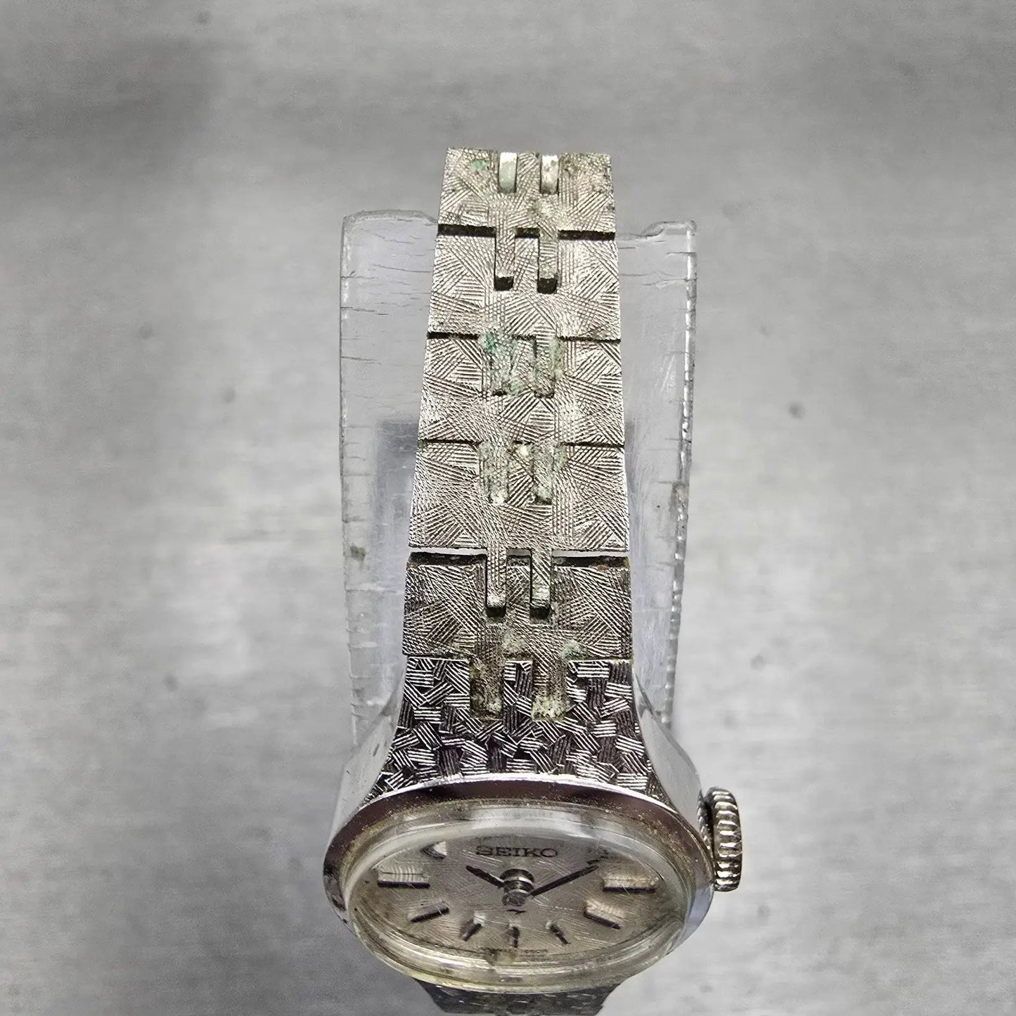 Seiko Watch Women 17mm Silver Dial Silver Tone Oval 11-7619 Manual Wind Runs VTG4