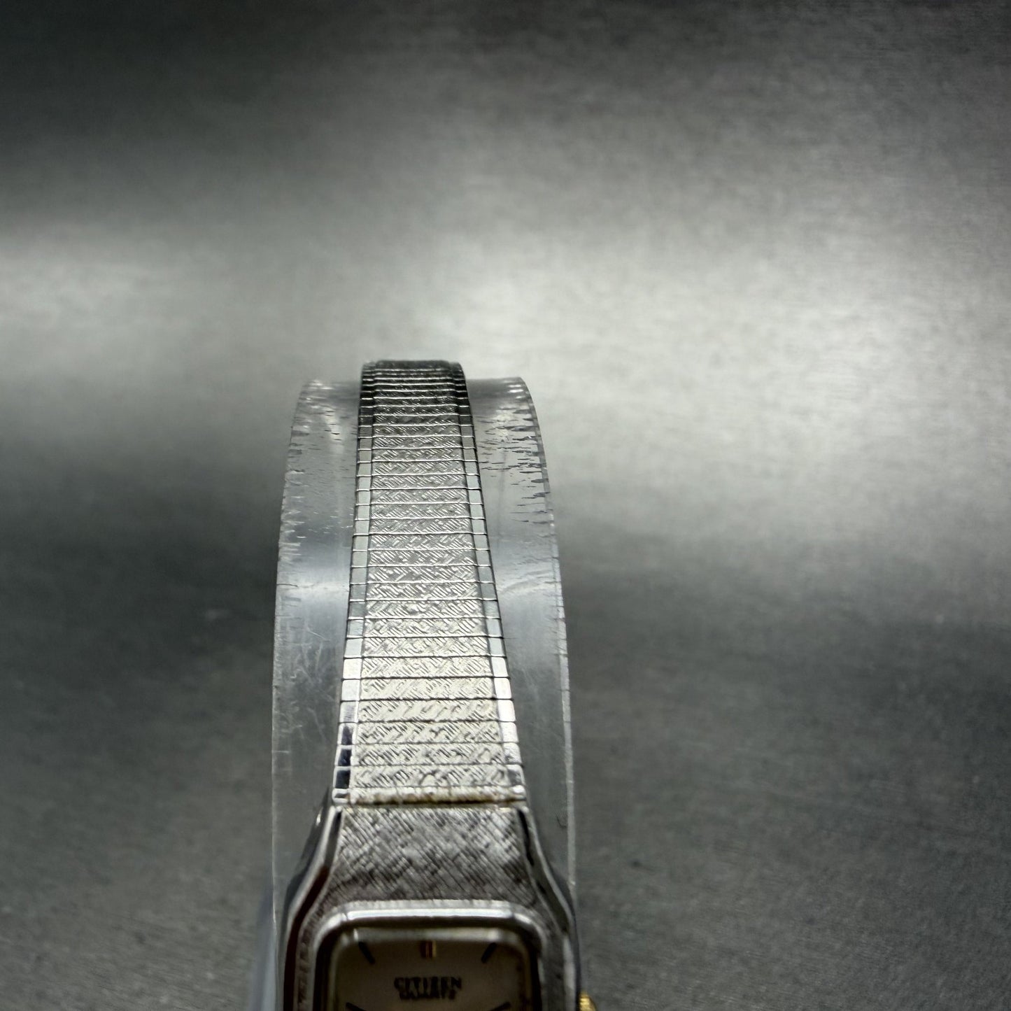 Citizen CQ Tank Watch Women 14mm Champagne Dial Silver Tone Rectangle New Batt4