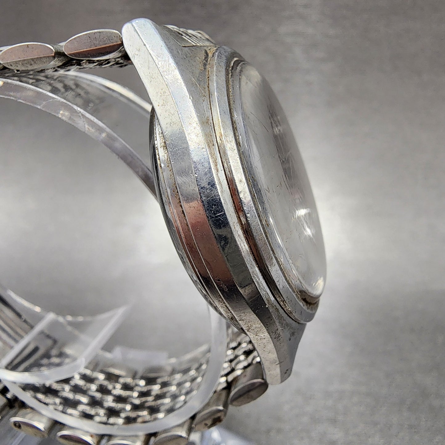 Seiko EL-330 Watch Men 39mm Blue Dial Silver Tone Date Round 3302-8070 PARTS