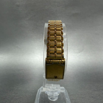Seiko SX Watch Women 19mm Black Dial Gold Tone Round V401-0091 New Battery HE67